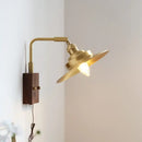 GobekUsa LED Wall Light Walnut Wood Rotate Copper Bedside Lamp