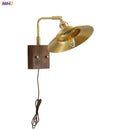 GobekUsa LED Wall Light Walnut Wood Rotate Copper Bedside Lamp