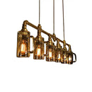 GobekUsa Industrial Hanging Beer Mug Bar Light with Clear Glass and 6 Gold Bulbs