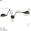 GobekUsa Adjustable Arm LED Wall Sconce - Retro Loft Industrial Long Arm Wall Lamp