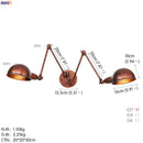 GobekUsa Adjustable Arm LED Wall Sconce - Retro Loft Industrial Long Arm Wall Lamp