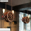 GobekUsa Antique Gear Pendant Light with Exposed Bulb - 2-Light Rustic Island Pendant for Dining Room
