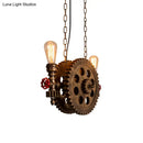 GobekUsa Antique Gear Pendant Light with Exposed Bulb - 2-Light Rustic Island Pendant for Dining Room