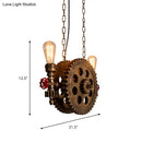 GobekUsa Antique Gear Pendant Light with Exposed Bulb - 2-Light Rustic Island Pendant for Dining Room