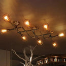 GobekUsa Industrial Intersecting Piping Ceiling Light - Iron Semi Flush Mounted with Cage Guard, Brass Finish (4/5/8 Heads)
