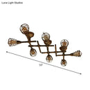 GobekUsa Industrial Intersecting Piping Ceiling Light - Iron Semi Flush Mounted with Cage Guard, Brass Finish (4/5/8 Heads)