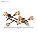 GobekUsa Industrial Intersecting Piping Ceiling Light - Iron Semi Flush Mounted with Cage Guard, Brass Finish (4/5/8 Heads)