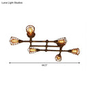 GobekUsa Industrial Intersecting Piping Ceiling Light - Iron Semi Flush Mounted with Cage Guard, Brass Finish (4/5/8 Heads)