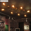 GobekUsa Industrial Intersecting Piping Ceiling Light - Iron Semi Flush Mounted with Cage Guard, Brass Finish (4/5/8 Heads)
