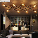GobekUsa Industrial Intersecting Piping Ceiling Light - Iron Semi Flush Mounted with Cage Guard, Brass Finish (4/5/8 Heads)