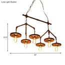 GobekUsa Industrial-Style Metal Island Light Fixture - 6 Lights, Rust Bare Bulb Chandelier for Restaurants