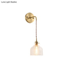 GobekUsa Industrial Brass Sconce with Clear Textured Glass Dome - One Light Lighting Fixture