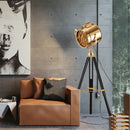 GobekUsa Rotatable Cylinder Metal Shade Floor Light - Tripod Design, Industrial Style, 1-Light, Indoor Standing Lamp - Black