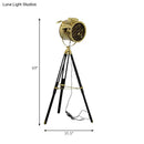 GobekUsa Rotatable Cylinder Metal Shade Floor Light - Tripod Design, Industrial Style, 1-Light, Indoor Standing Lamp - Black