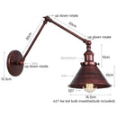 GobekUsa Gold Long Arm LED Wall Sconce with Pull Chain Switch, Adjustable Industrial Bedside Lamp