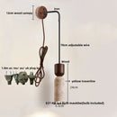 GobekUsa LED Wall Light Fixture Yellow Travertine Stone Modern Bedside Lamp