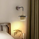 GobekUsa LED Wall Light Fixture Yellow Travertine Stone Modern Bedside Lamp