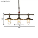 GobekUsa Metal 3-Light Linear Pendant for Island with Coastal Caged Design