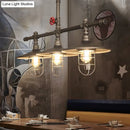GobekUsa Metal 3-Light Linear Pendant for Island with Coastal Caged Design