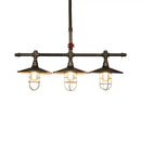 GobekUsa Metal 3-Light Linear Pendant for Island with Coastal Caged Design