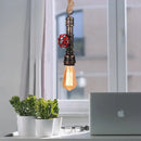 GobekUsa Industrial Iron Water Pipe Pendant Light - Retro E27 LED Hanging Lamp