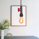 GobekUsa Industrial Iron Water Pipe Pendant Light - Retro E27 LED Hanging Lamp