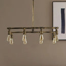 GobekUsa 8-Light Bronze Island Lamp with Metallic Exposed Bulbs - Bedroom Hanging Light