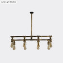 GobekUsa 8-Light Bronze Island Lamp with Metallic Exposed Bulbs - Bedroom Hanging Light
