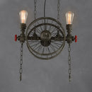 GobekUsa Farmhouse Style Wheel Design Island Light in Bronze with Open Bulb Lights - 2/4 Lights Metallic Fixture