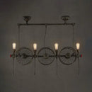 GobekUsa Farmhouse Style Wheel Design Island Light in Bronze with Open Bulb Lights - 2/4 Lights Metallic Fixture