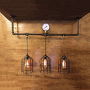 GobekUsa Bronze Industrial Linear Hanging Light with Cage Shade and 3 Lights - Perfect for Island Pendant Lighting