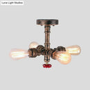 GobekUsa Iron Industrial-Style 4-Light Bronze Semi Flush Mount with Burst Pipe Foyer Ceiling Design