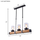 GobekUsa Industrial Brown Island Lighting with Clear Glass Cylinder Shades - 3/6 Lights - Perfect for Dining Rooms