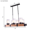 GobekUsa Industrial Brown Island Lighting with Clear Glass Cylinder Shades - 3/6 Lights - Perfect for Dining Rooms