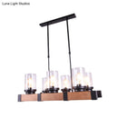GobekUsa Industrial Brown Island Lighting with Clear Glass Cylinder Shades - 3/6 Lights - Perfect for Dining Rooms