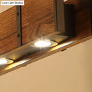 GobekUsa Industrial Rectangular Wooden Island Ceiling Light with 4 Lights and Metal Chain - Brown Finish