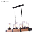 GobekUsa Industrial Brown Island Lighting with Clear Glass Cylinder Shades - 3/6 Lights - Perfect for Dining Rooms