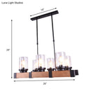 GobekUsa Industrial Brown Island Lighting with Clear Glass Cylinder Shades - 3/6 Lights - Perfect for Dining Rooms