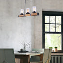 GobekUsa Industrial Brown Island Lighting with Clear Glass Cylinder Shades - 3/6 Lights - Perfect for Dining Rooms