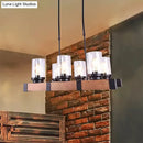 GobekUsa Industrial Brown Island Lighting with Clear Glass Cylinder Shades - 3/6 Lights - Perfect for Dining Rooms