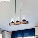 GobekUsa Industrial Brown Island Lighting with Clear Glass Cylinder Shades - 3/6 Lights - Perfect for Dining Rooms