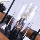GobekUsa Industrial Brown Island Lighting with Clear Glass Cylinder Shades - 3/6 Lights - Perfect for Dining Rooms