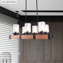 GobekUsa Industrial Brown Island Lighting with Clear Glass Cylinder Shades - 3/6 Lights - Perfect for Dining Rooms