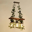GobekUsa Industrial Cage Island Pendant Light with Plant Decoration - Rustic Restaurant Lighting