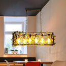 GobekUsa Industrial Cage Metal Pendant Light with Green Imitation Leaf for Dining Room