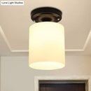 GobekUsa Black Industrial Milky Glass Ceiling Mount Semi Flush Light for Corridor