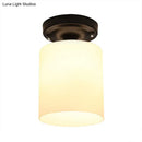 GobekUsa Black Industrial Milky Glass Ceiling Mount Semi Flush Light for Corridor