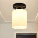 GobekUsa Black Industrial Milky Glass Ceiling Mount Semi Flush Light for Corridor
