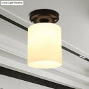 GobekUsa Black Industrial Milky Glass Ceiling Mount Semi Flush Light for Corridor