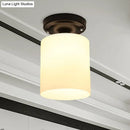 GobekUsa Black Industrial Milky Glass Ceiling Mount Semi Flush Light for Corridor